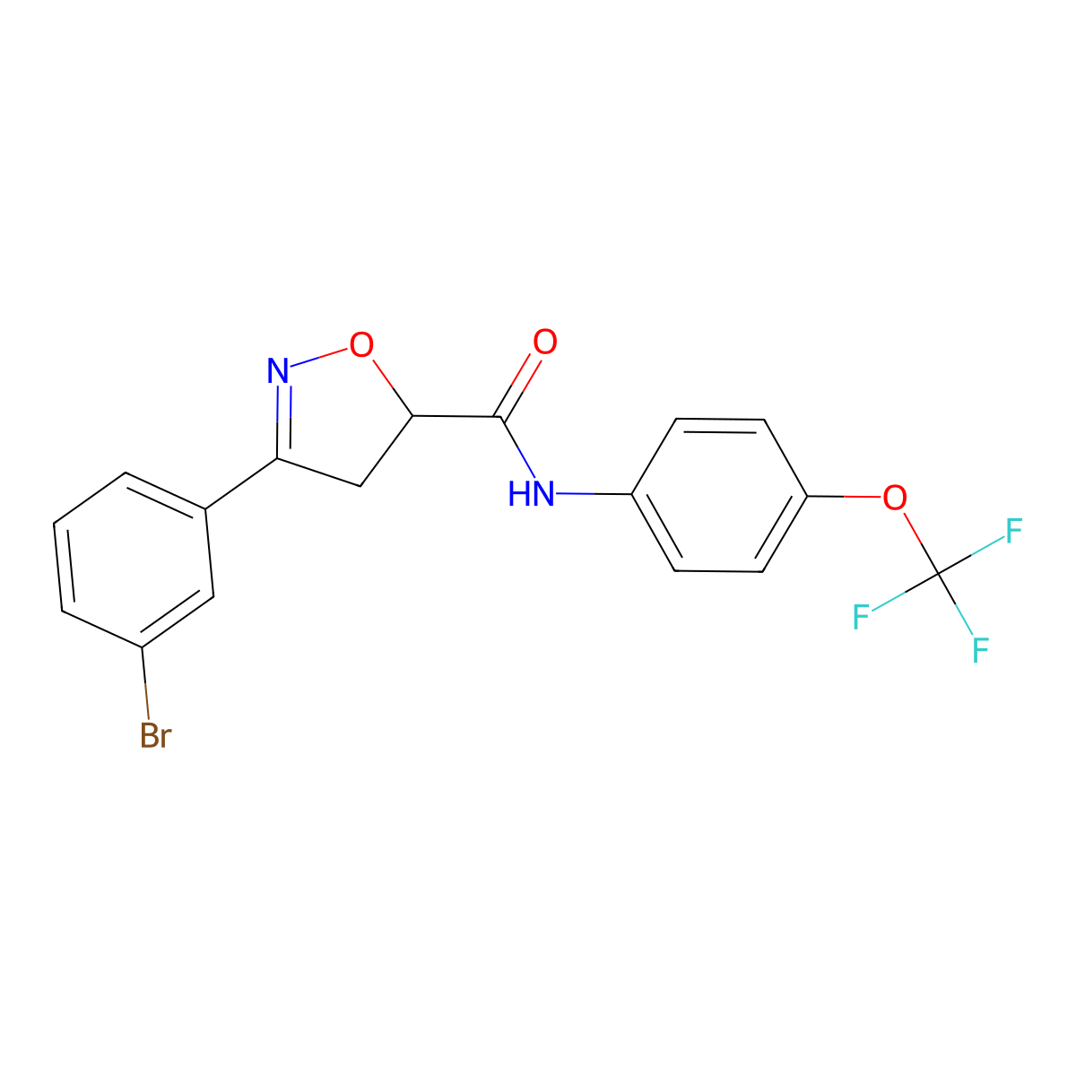3-(3-bromophenyl)-N-[4-(trifluoromethoxy)phenyl]-4,5-dihydro-1,2-oxazole-5-carboxamide molecular structure, CAS 712347-39-2