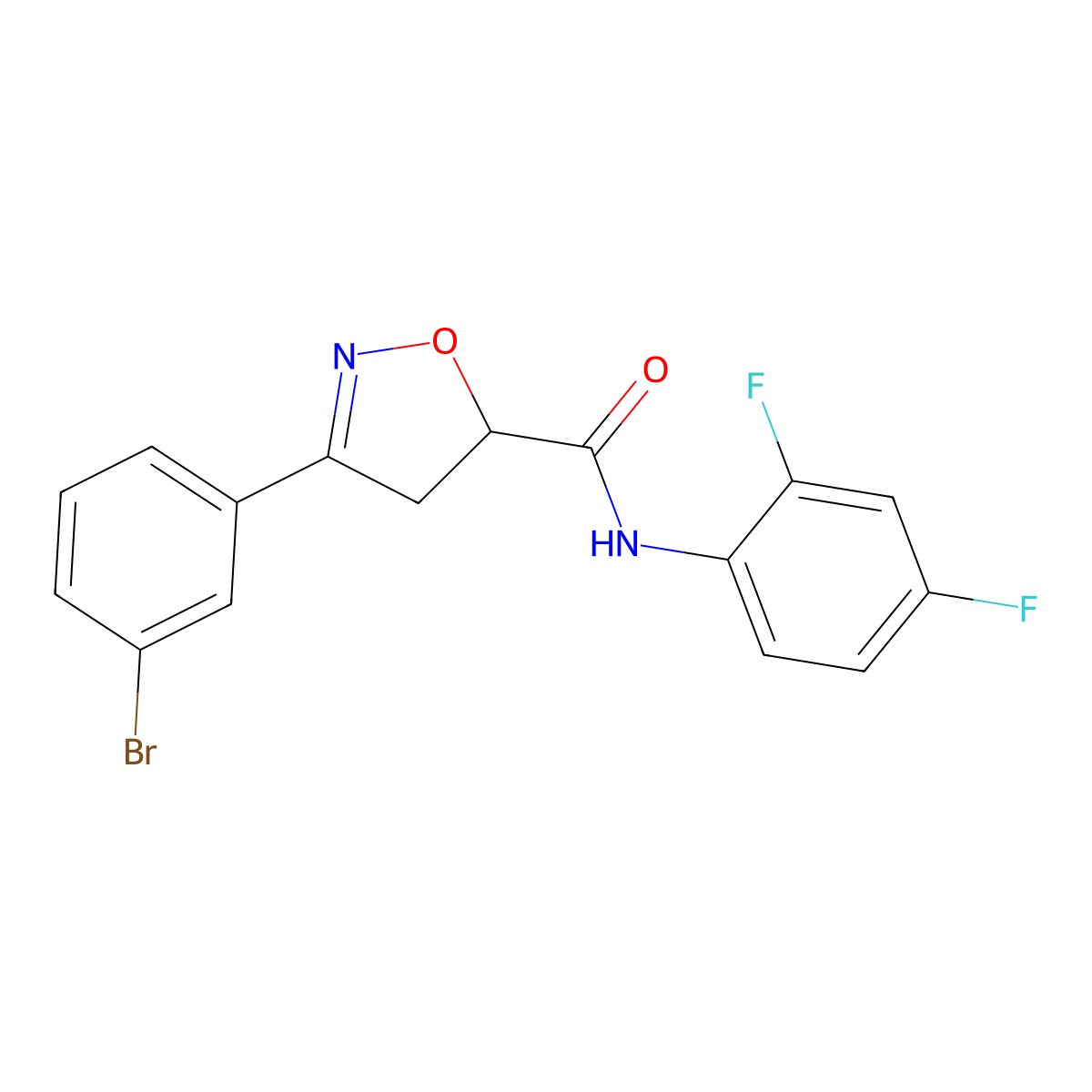 3-(3-bromophenyl)-N-(2,4-difluorophenyl)-4,5-dihydro-1,2-oxazole-5-carboxamide molecular structure, CAS 712347-41-6