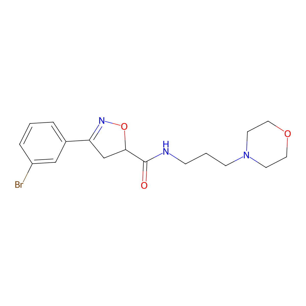 3-(3-bromophenyl)-N-(3-morpholin-4-ylpropyl)-4,5-dihydro-1,2-oxazole-5-carboxamide molecular structure, CAS 712347-48-3