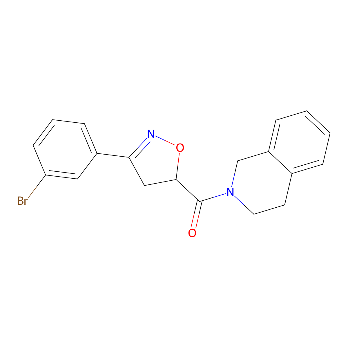 2-{[3-(3-Bromophenyl)-4,5-dihydro-5-isoxazolyl]carbonyl}-1,2,3,4-tetrahydroisoquinoline molecular structure, CAS 712347-53-0