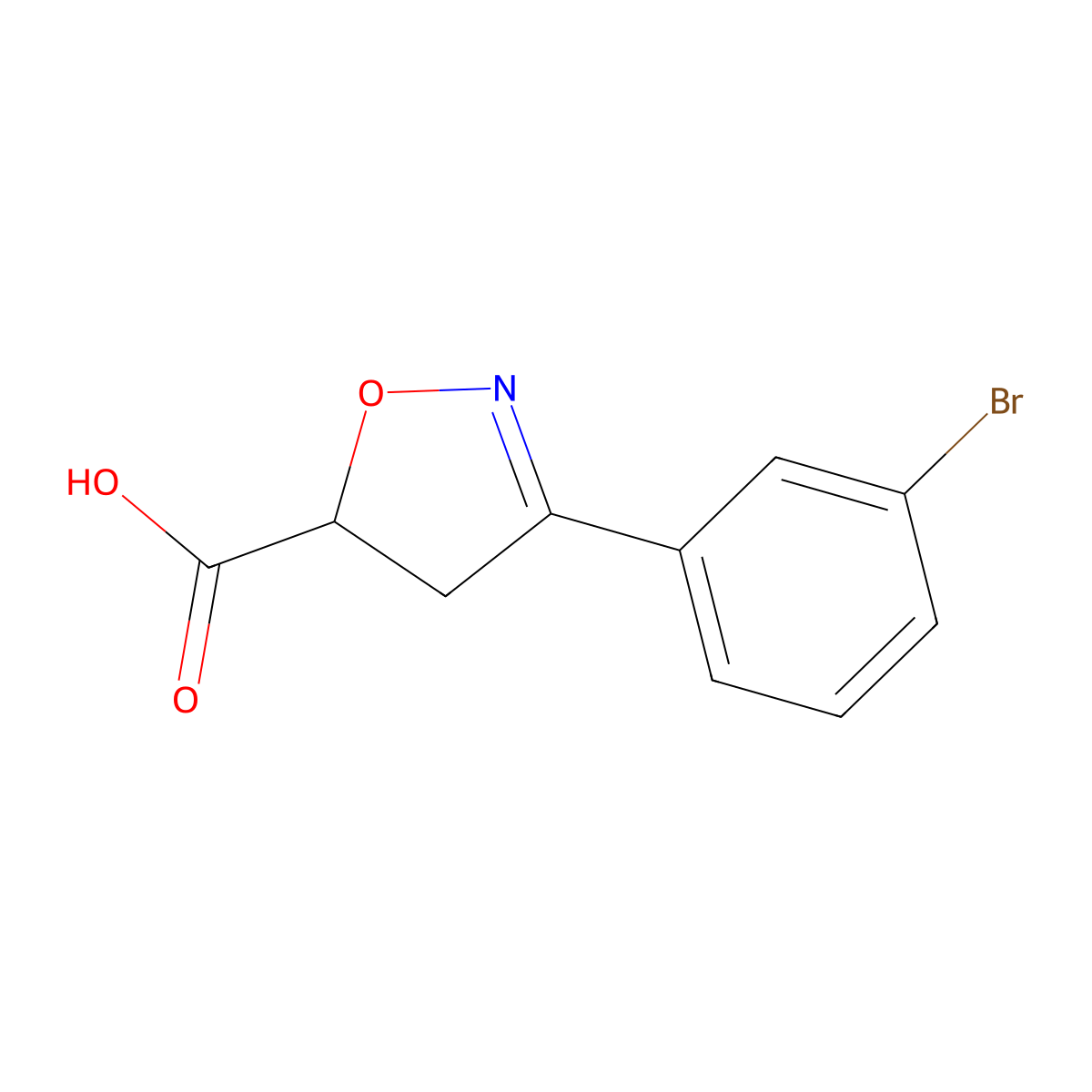 3-(3-Bromophenyl)-4,5-dihydro-1,2-oxazole-5-carboxylic acid molecular structure, CAS 712347-61-0