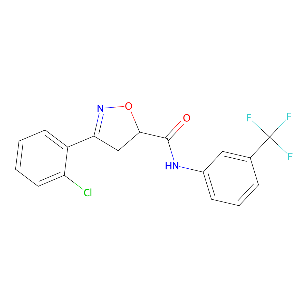 3-(2-Chlorophenyl)-4,5-dihydro-N-(3-(trifluoromethyl)phenyl)-5-isoxazolecarboxamide molecular structure, CAS 712347-62-1