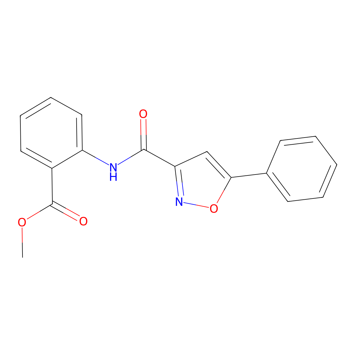 Methyl 2-{[(5-phenyl-3-isoxazolyl)carbonyl]amino}benzoate molecular structure, CAS 712347-88-1