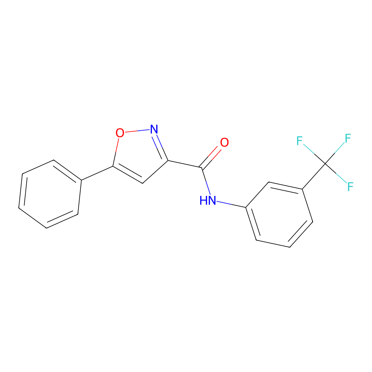 5-phenyl-N-[3-(trifluoromethyl)phenyl]-1,2-oxazole-3-carboxamide molecular structure, CAS 712347-89-2