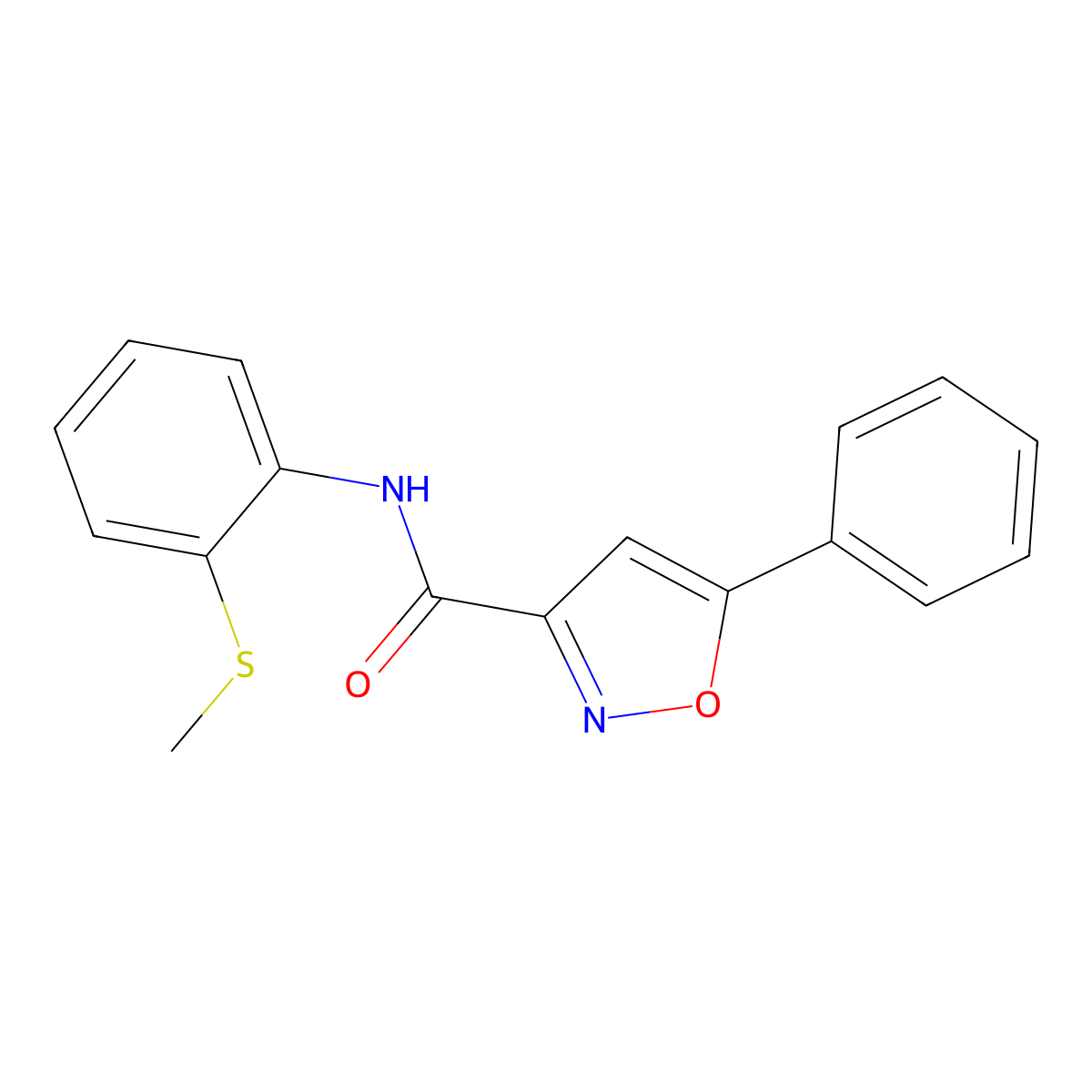 N-(2-methylsulfanylphenyl)-5-phenyl-1,2-oxazole-3-carboxamide molecular structure, CAS 712347-91-6