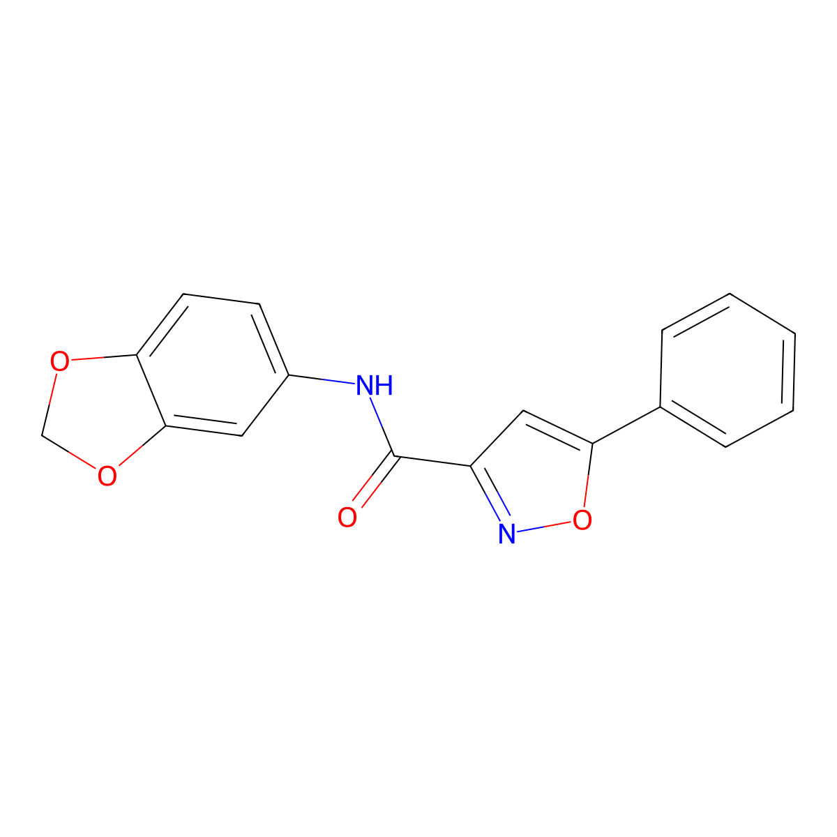 N-(1,3-benzodioxol-5-yl)-5-phenyl-1,2-oxazole-3-carboxamide molecular structure, CAS 712347-92-7