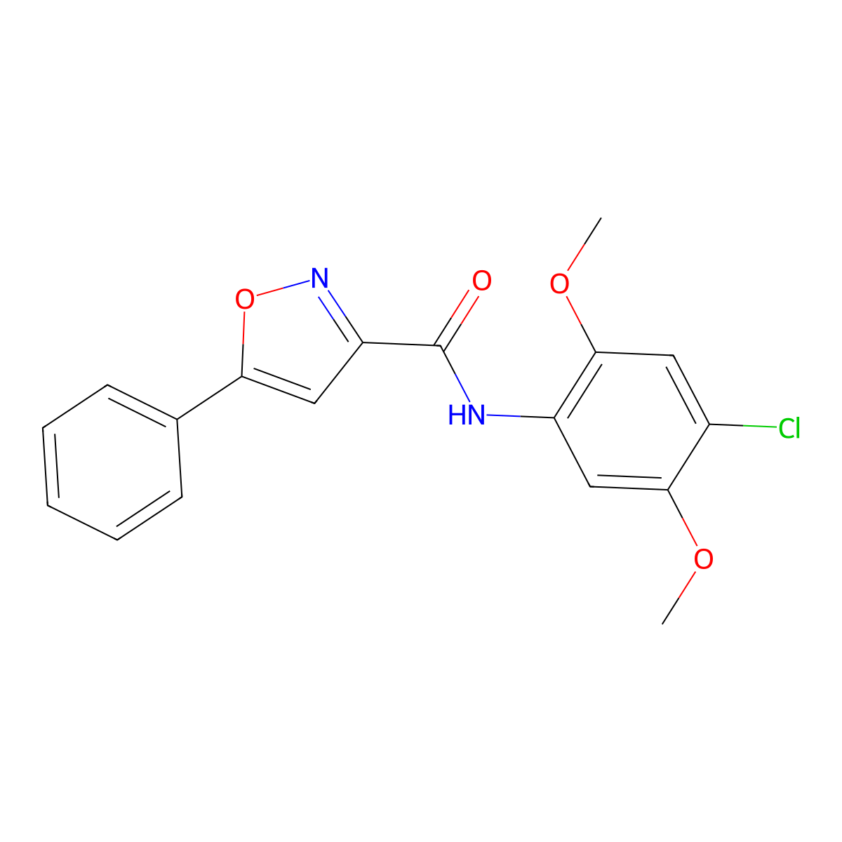 N-(4-chloro-2,5-dimethoxyphenyl)-5-phenyl-1,2-oxazole-3-carboxamide molecular structure, CAS 712347-94-9
