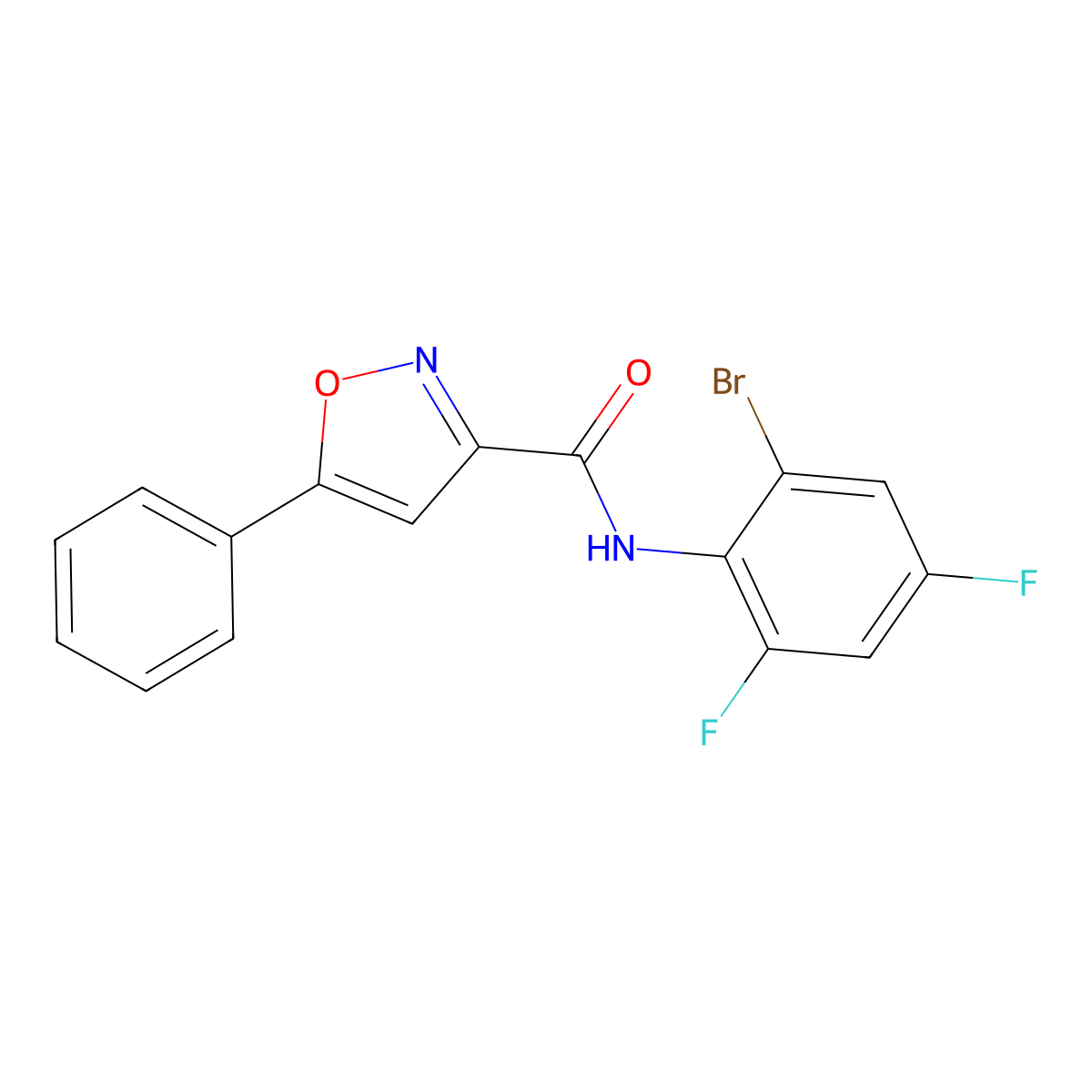 N-(2-bromo-4,6-difluorophenyl)-5-phenyl-1,2-oxazole-3-carboxamide molecular structure, CAS 712347-95-0