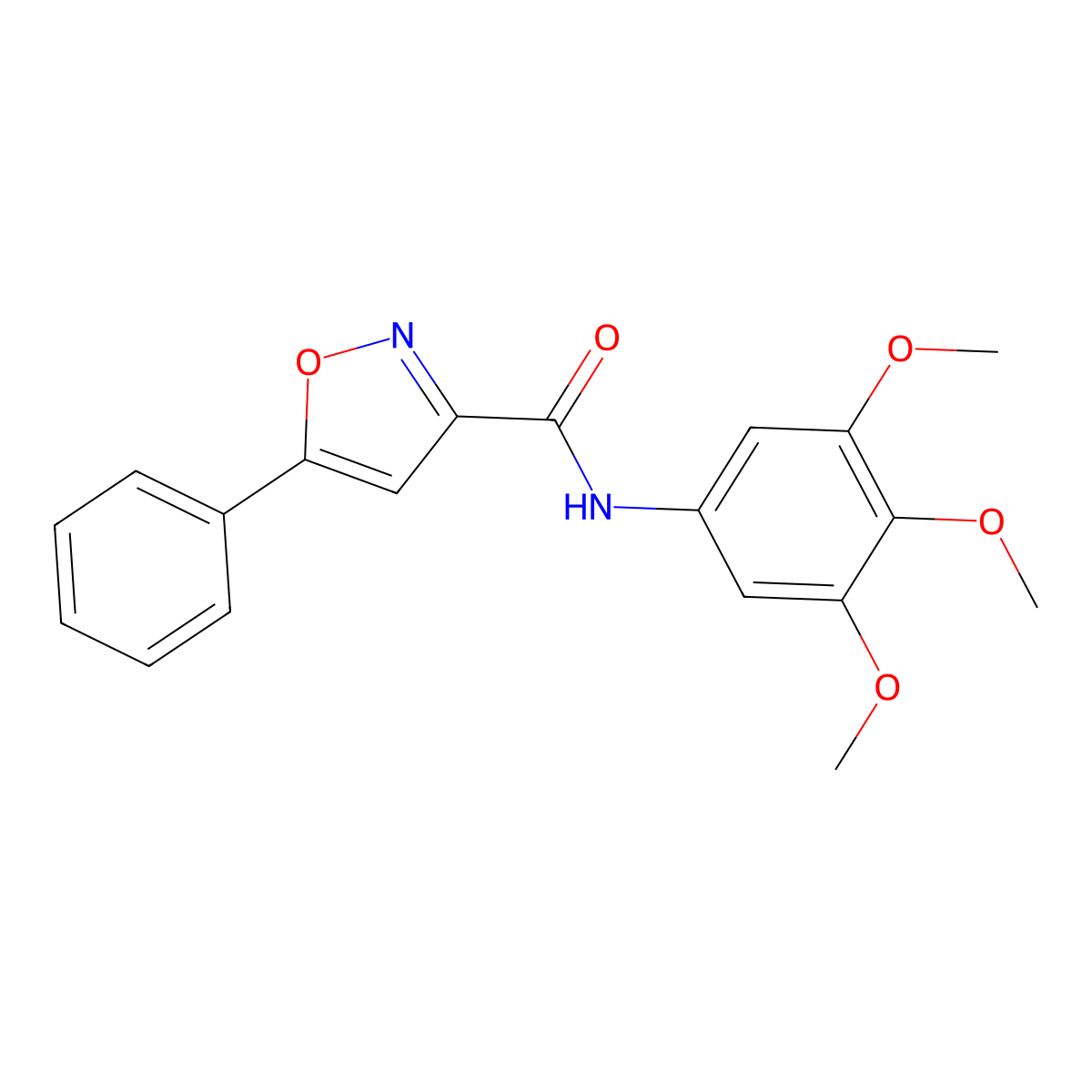 5-phenyl-N-(3,4,5-trimethoxyphenyl)-1,2-oxazole-3-carboxamide molecular structure, CAS 712347-99-4
