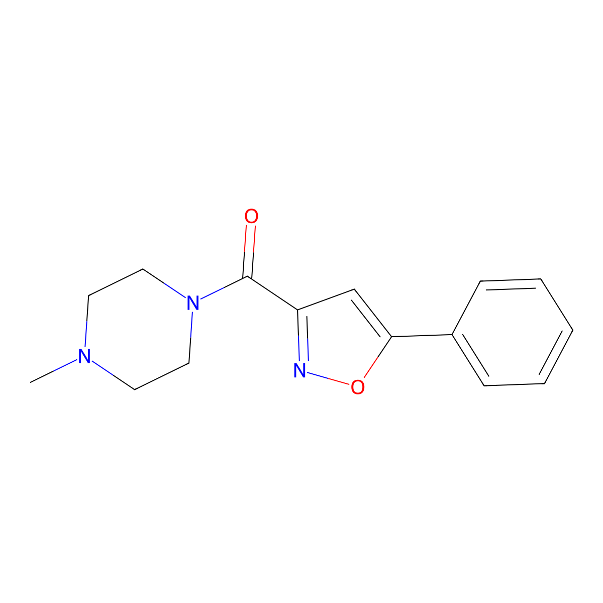 1-Methyl-4-[(5-phenyl-3-isoxazolyl)carbonyl]piperazine molecular structure, CAS 712348-01-1