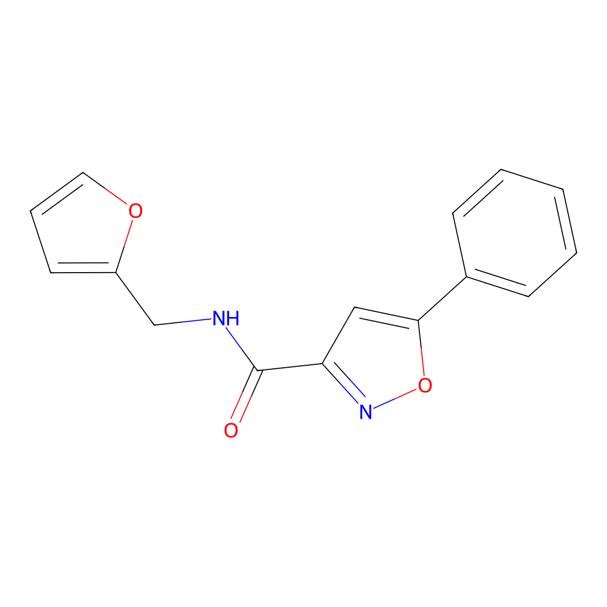 N-(furan-2-ylmethyl)-5-phenyl-1,2-oxazole-3-carboxamide molecular structure, CAS 712348-02-2