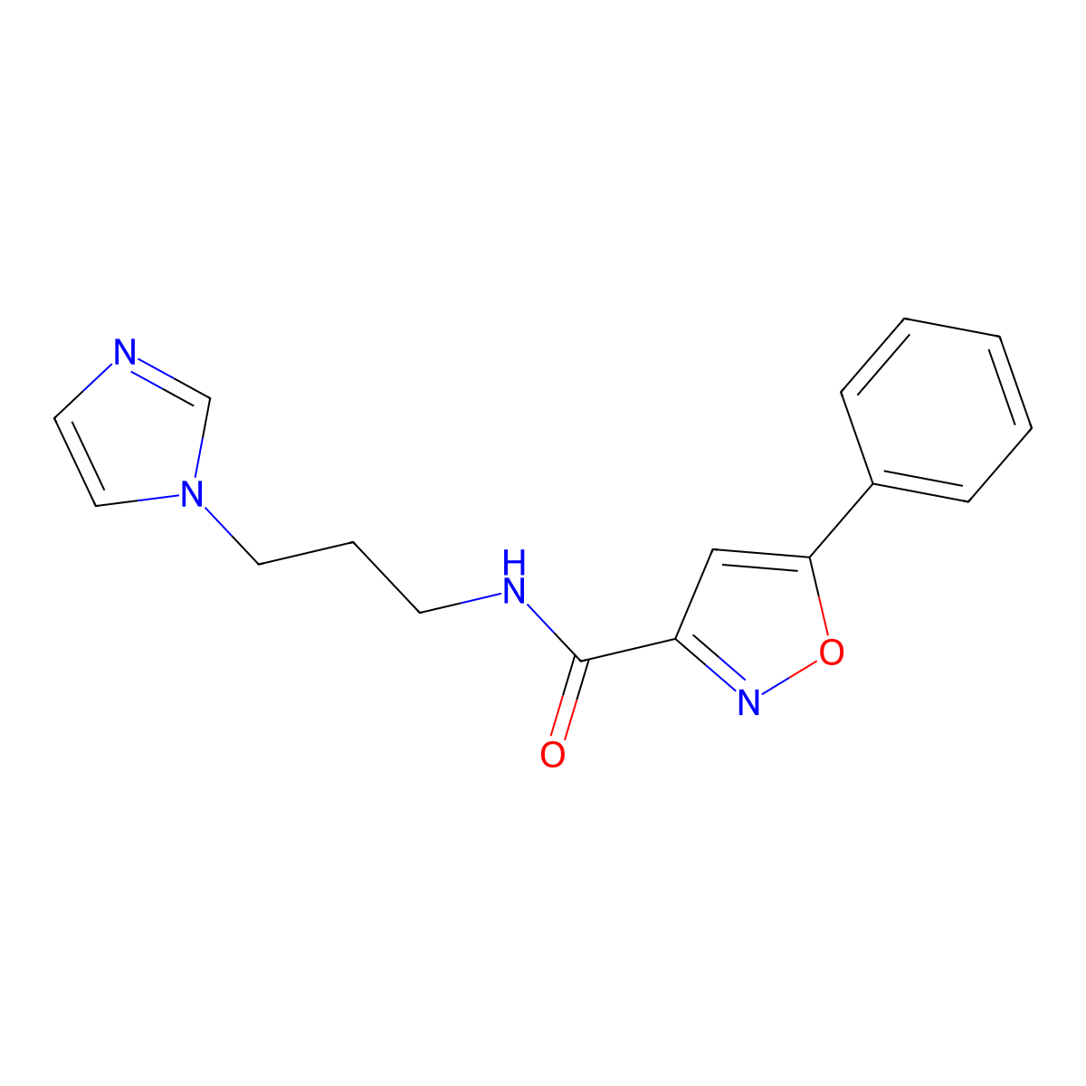N-(3-imidazol-1-ylpropyl)-5-phenyl-1,2-oxazole-3-carboxamide molecular structure, CAS 712348-07-7