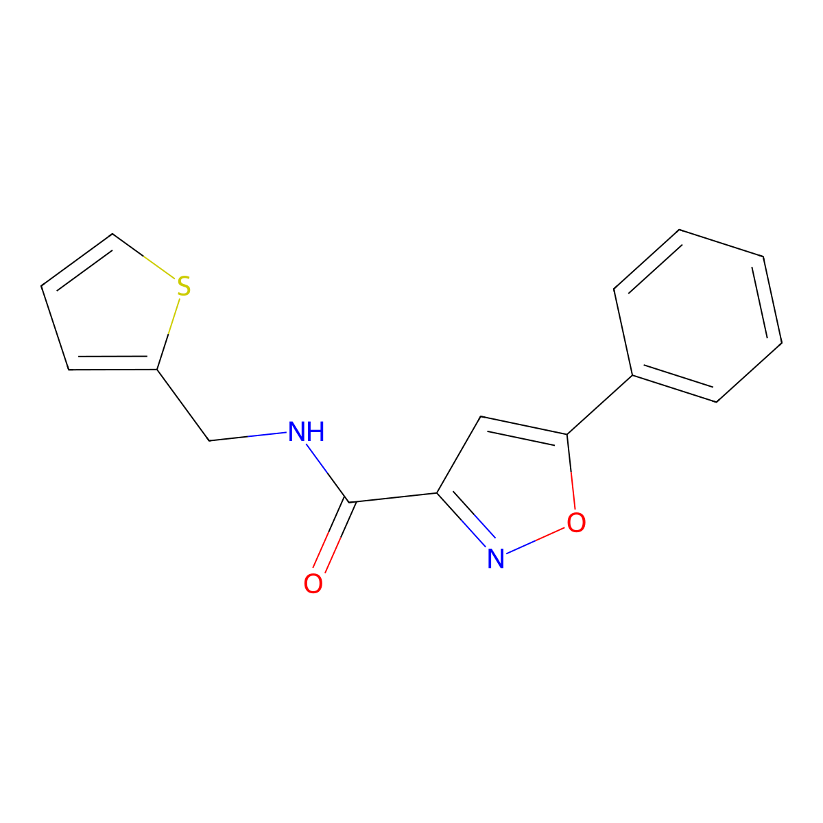 5-phenyl-N-(2-thienylmethyl)-3-isoxazolecarboxamide molecular structure, CAS 712348-08-8