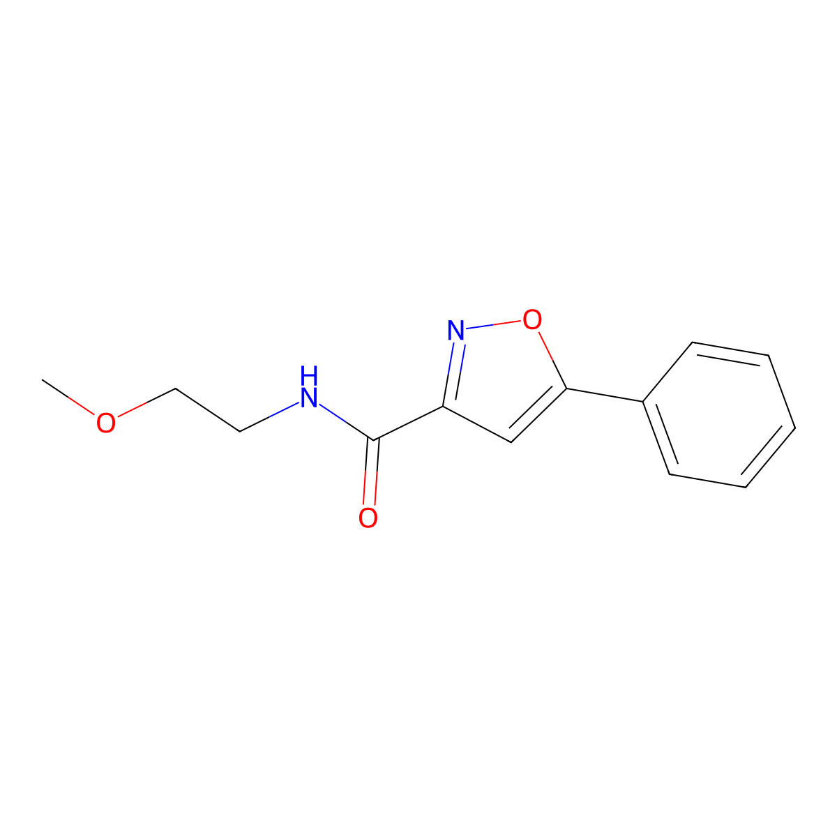 N-(2-methoxyethyl)-5-phenyl-3-isoxazolecarboxamide molecular structure, CAS 712348-11-3