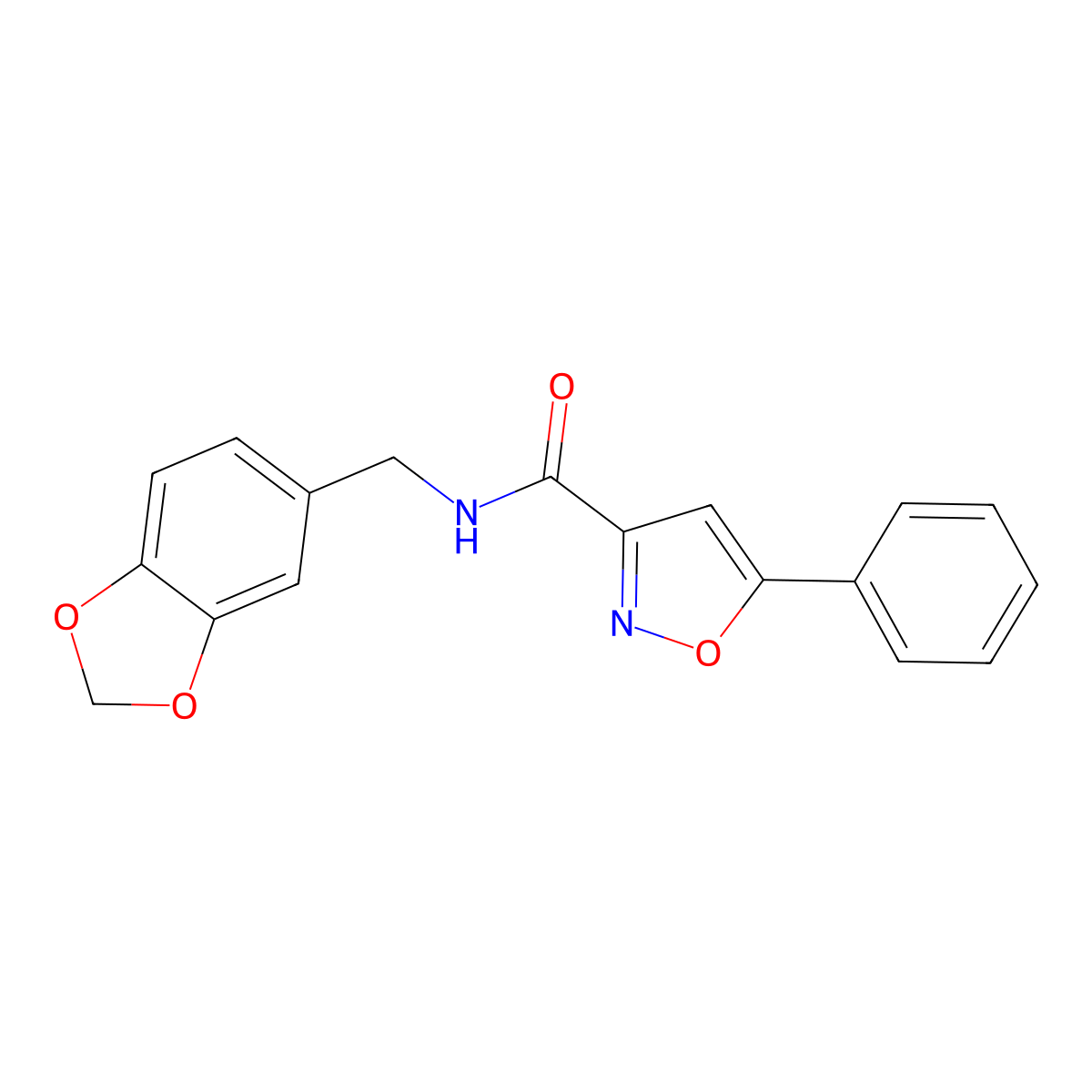 N-(1,3-benzodioxol-5-ylmethyl)-5-phenyl-3-isoxazolecarboxamide molecular structure, CAS 712348-16-8