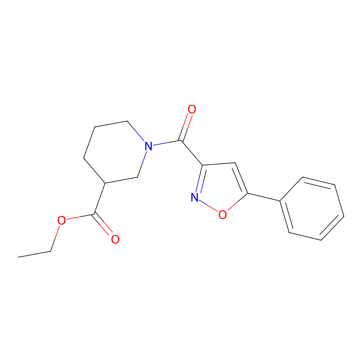 Ethyl 1-[(5-phenyl-3-isoxazolyl)carbonyl]-3-piperidinecarboxylate molecular structure, CAS 712348-18-0