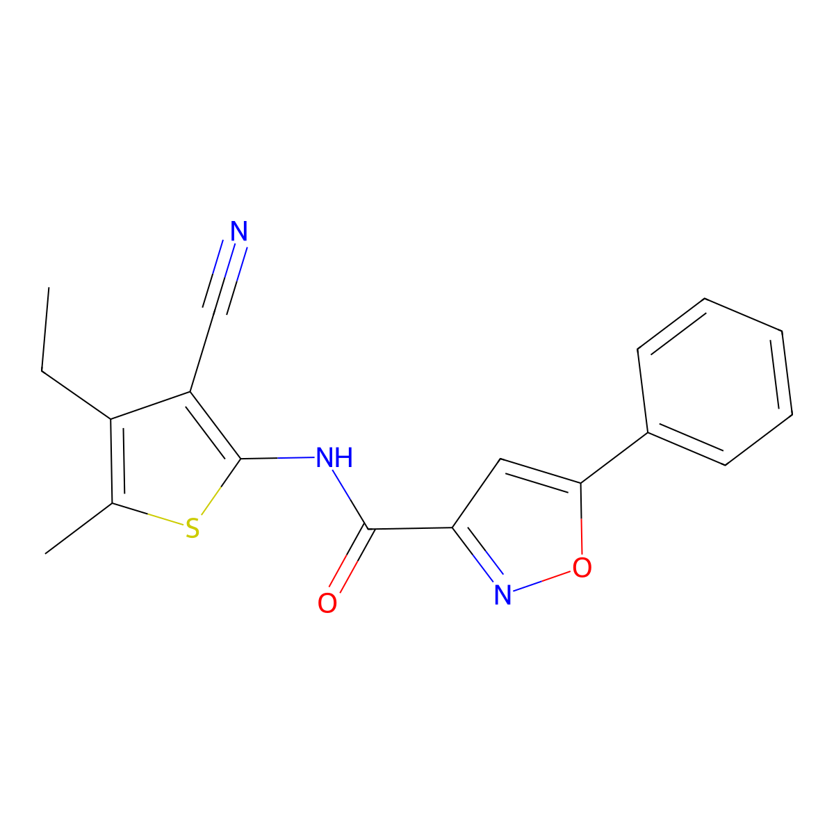 N-(3-cyano-4-ethyl-5-methylthiophen-2-yl)-5-phenyl-1,2-oxazole-3-carboxamide molecular structure, CAS 712348-25-9