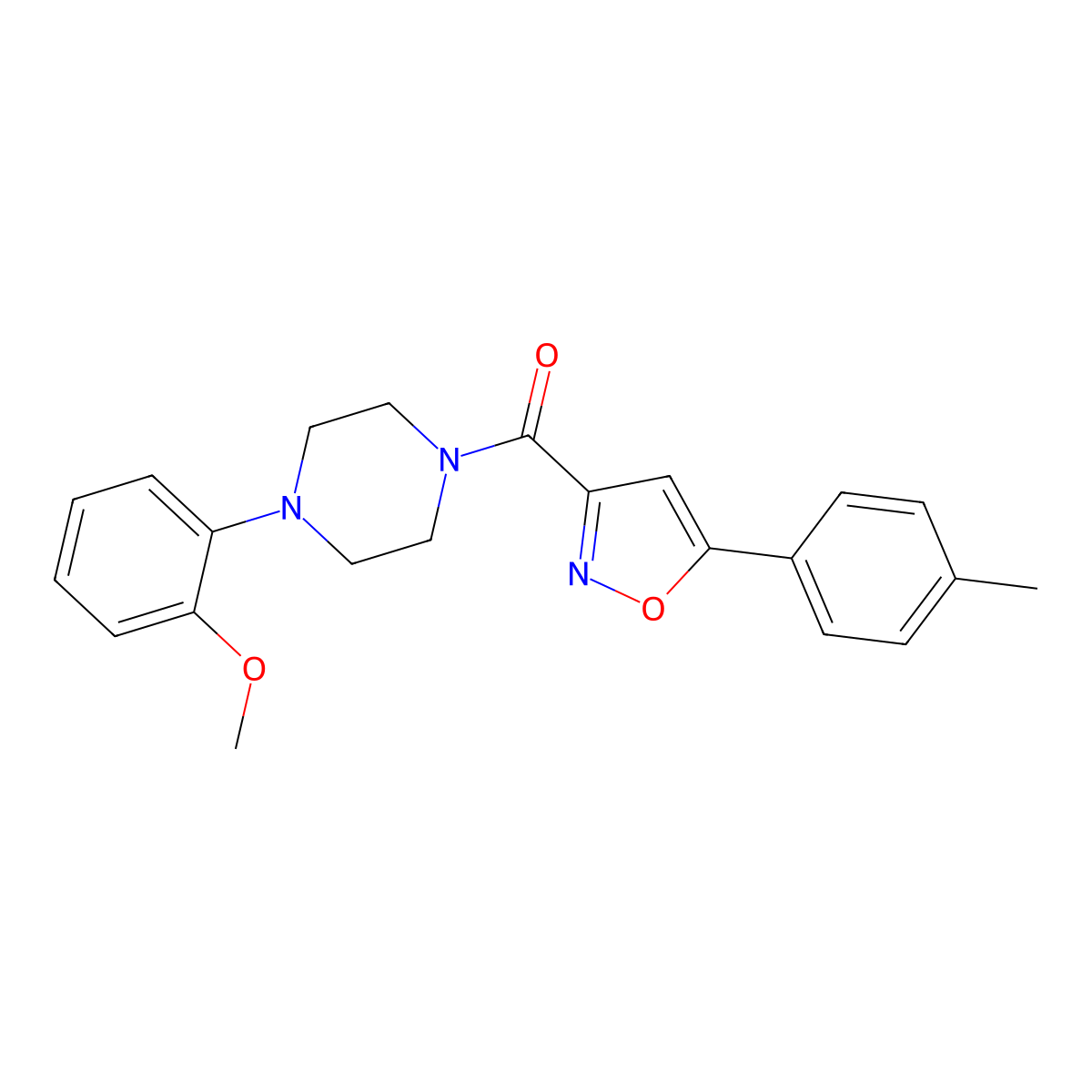 1-(2-Methoxyphenyl)-4-{[5-(4-methylphenyl)-3-isoxazolyl]carbonyl}piperazine molecular structure, CAS 712348-30-6