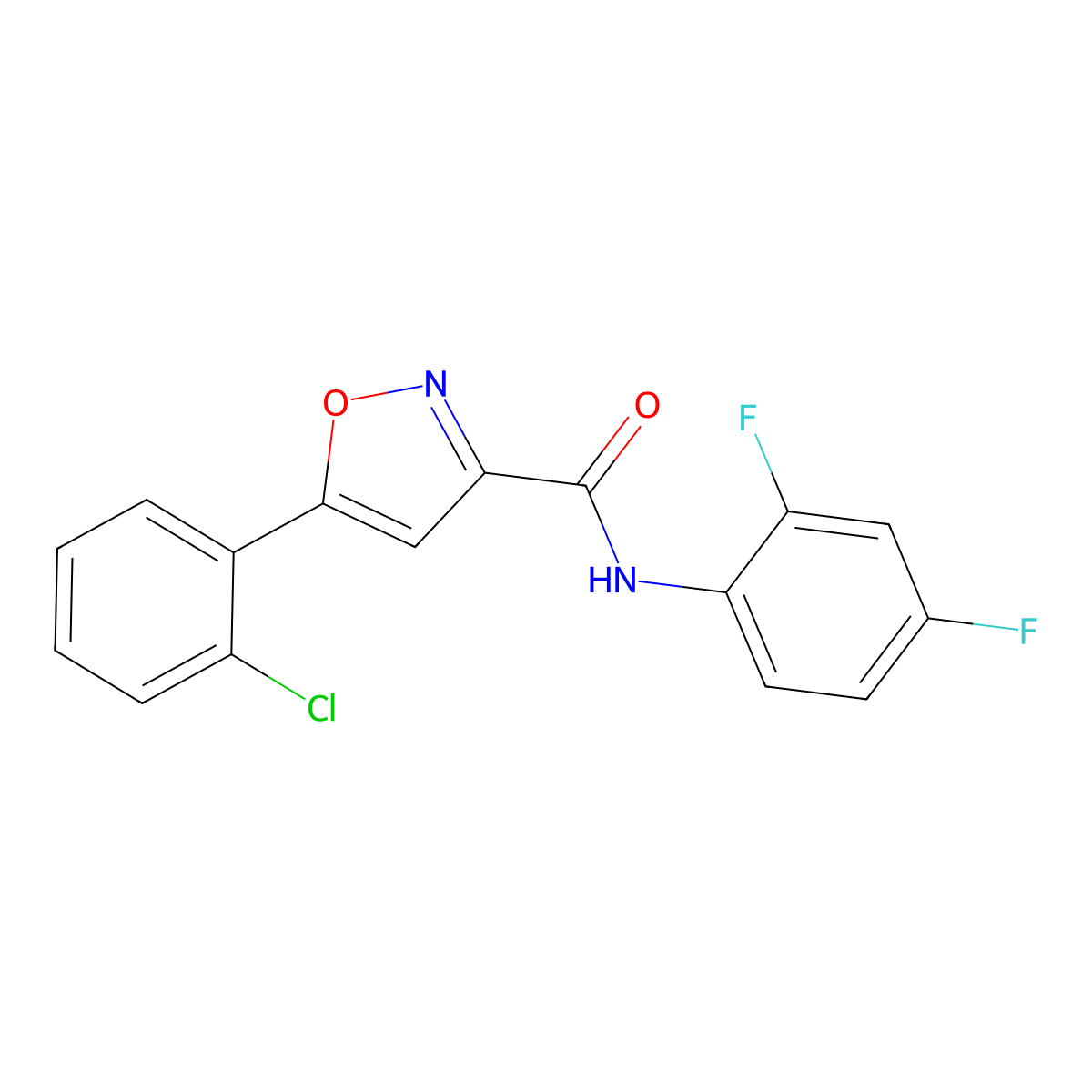 5-(2-chlorophenyl)-N-(2,4-difluorophenyl)-1,2-oxazole-3-carboxamide molecular structure, CAS 712348-41-9