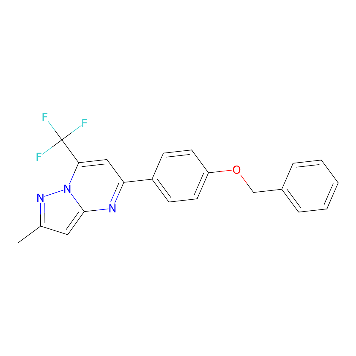 5-[4-(Benzyloxy)phenyl]-2-methyl-7-(trifluoromethyl)pyrazolo[1,5-a]pyrimidine molecular structure, CAS 712348-44-2
