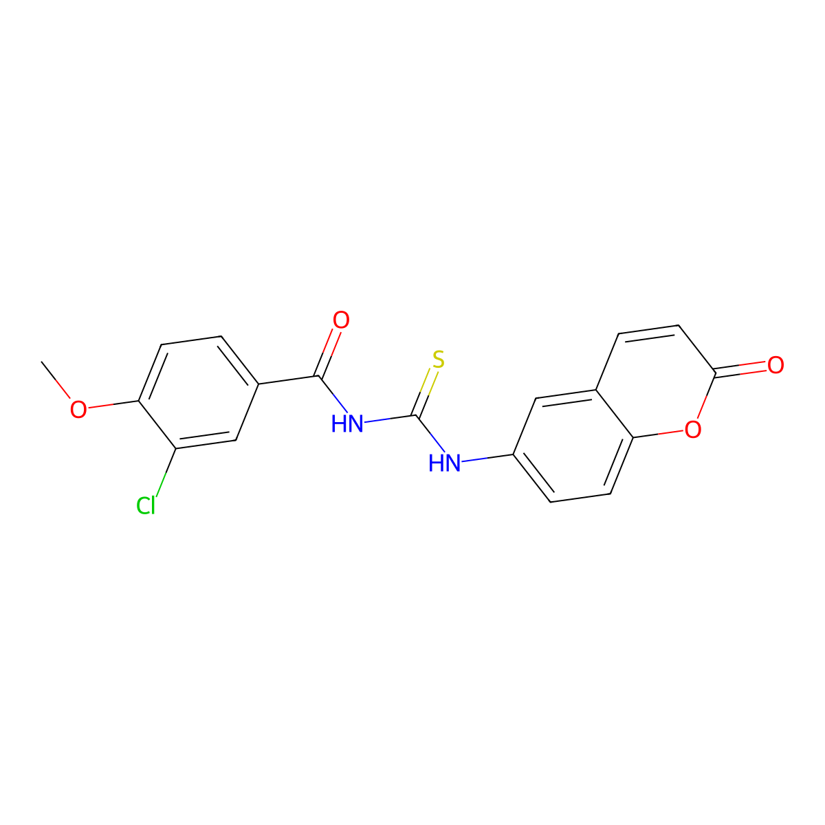 3-chloro-4-methoxy-N-[(2-oxochromen-6-yl)carbamothioyl]benzamide molecular structure, CAS 712348-48-6