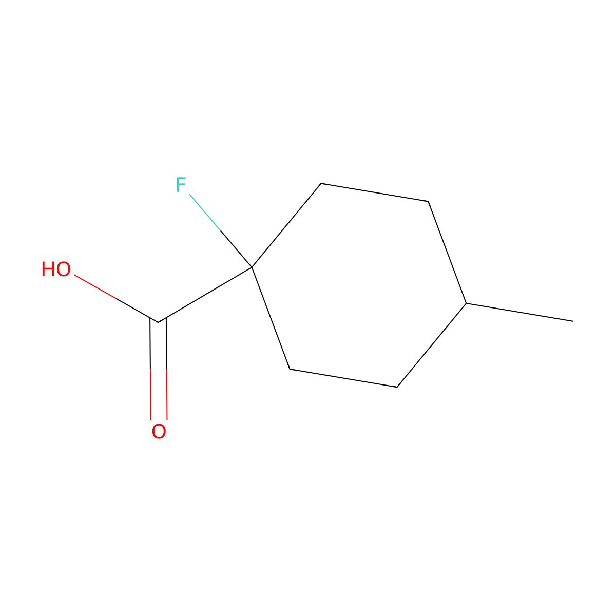 1-Fluoro-4-methylcyclohexane-1-carboxylic acid molecular structure, CAS 712353-87-2