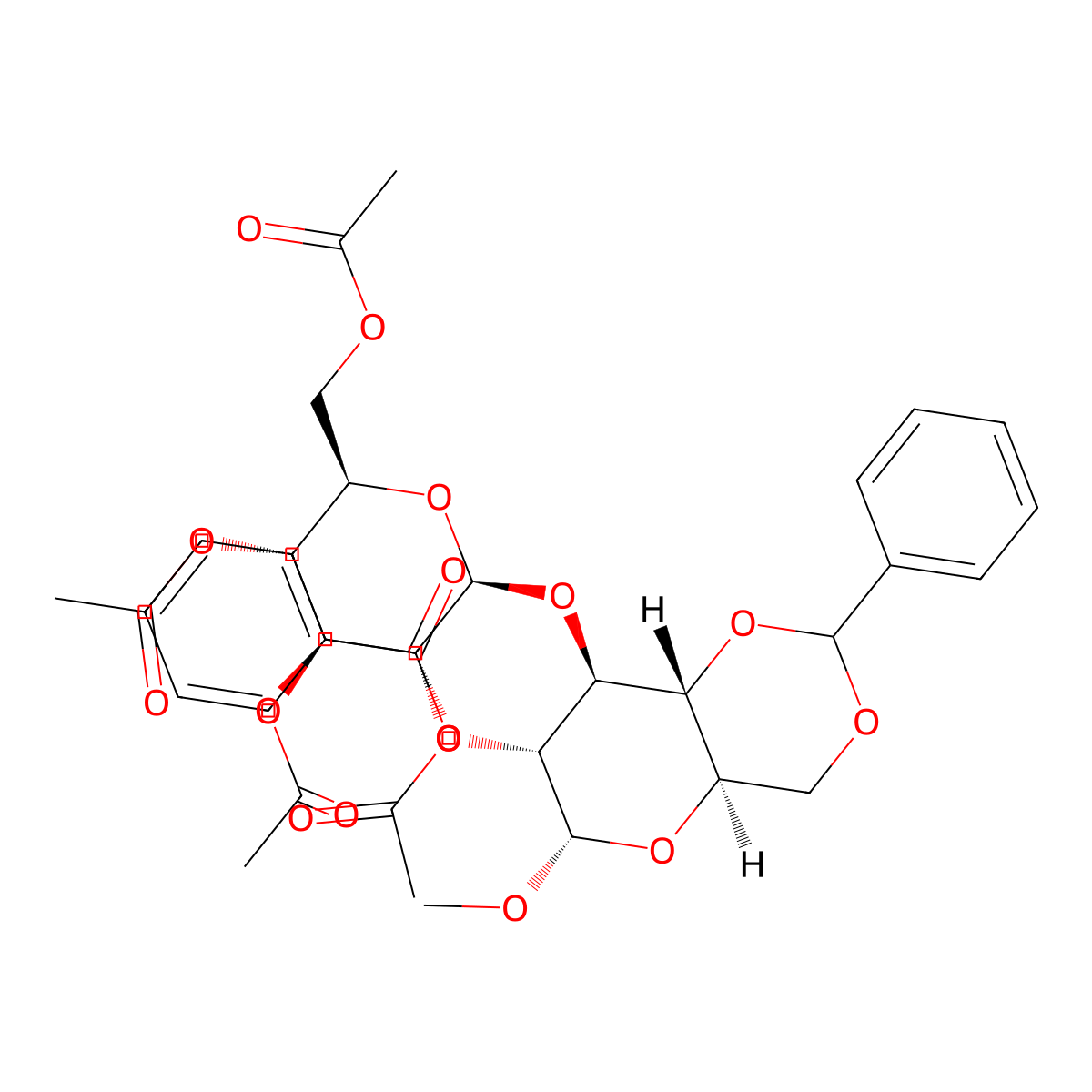 Methyl 3-O-(2,3,4,6-tetra-O-acetyl-B-D-glucopyranosyl)-4,6-O-benzylidene-2-O-benzoyl-A-D-glucopyranoside molecular structure, CAS 71238-93-2