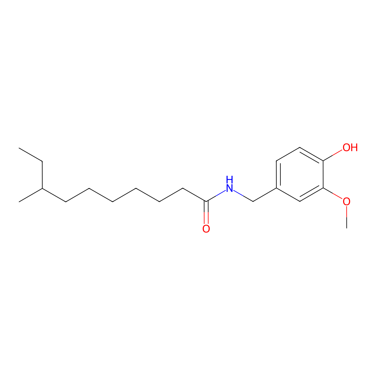 N-(4-Hydroxy-3-methoxybenzyl)-8-methyldecanamide molecular structure, CAS 71239-21-9