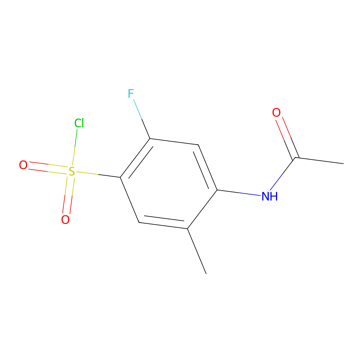 4-Acetamido-2-fluoro-5-methylbenzenesulfonyl chloride molecular structure, CAS 71245-49-3