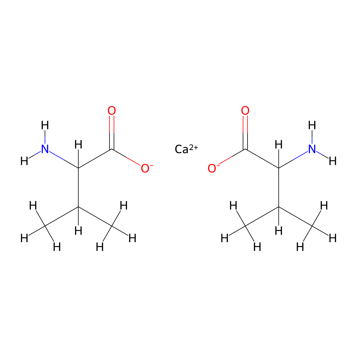 L-Valine, calcium salt (2:1) molecular structure, CAS 71247-42-2