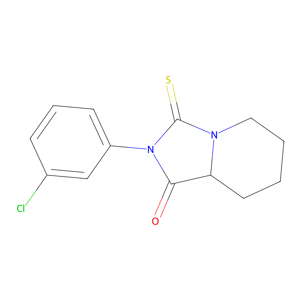 2-(3-Chlorophenyl)hexahydro-3-thioxoimidazo(1,5-a)pyridin-1(5H)-one molecular structure, CAS 71252-68-1