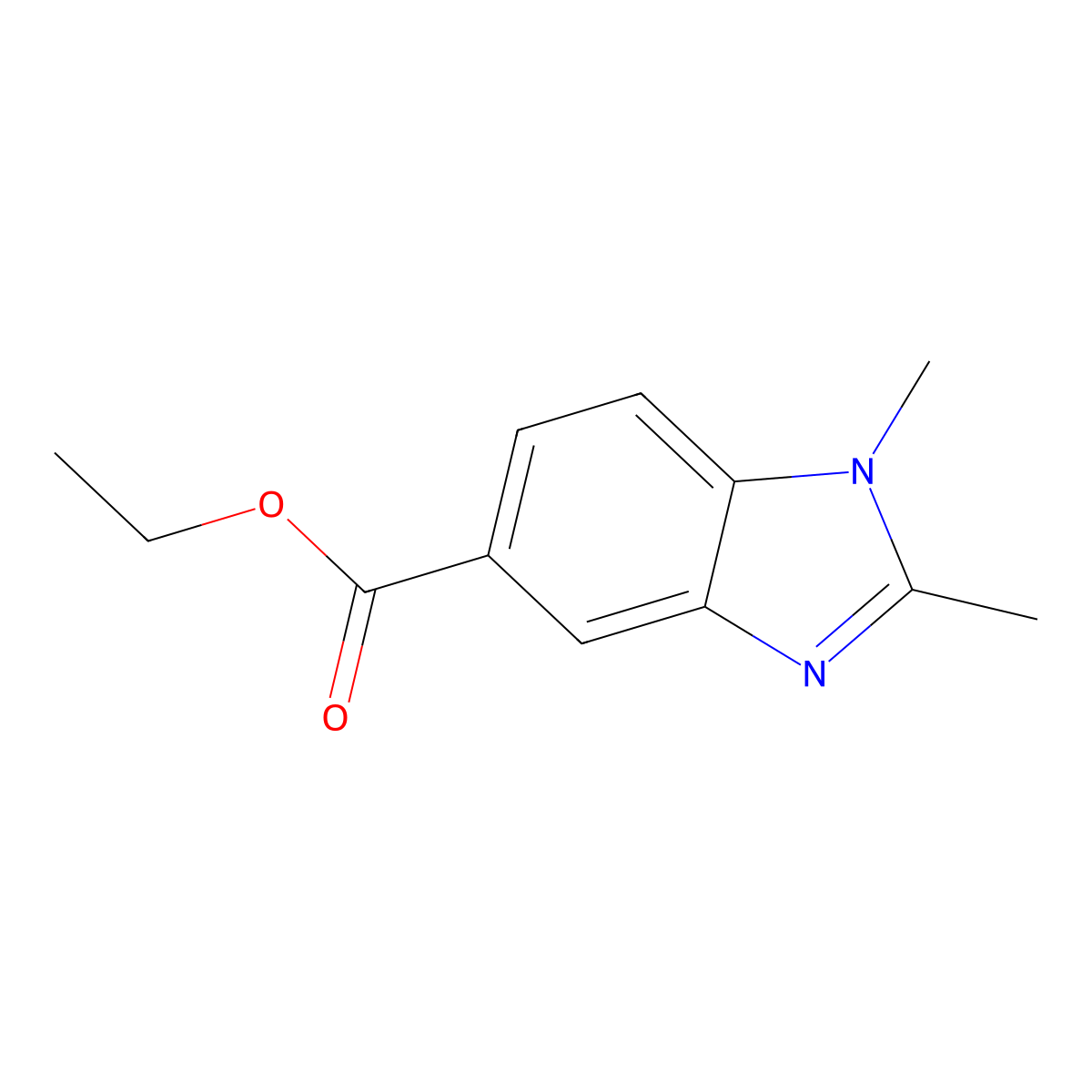 Ethyl 1,2-dimethyl-1,3-benzodiazole-5-carboxylate molecular structure, CAS 71254-70-1