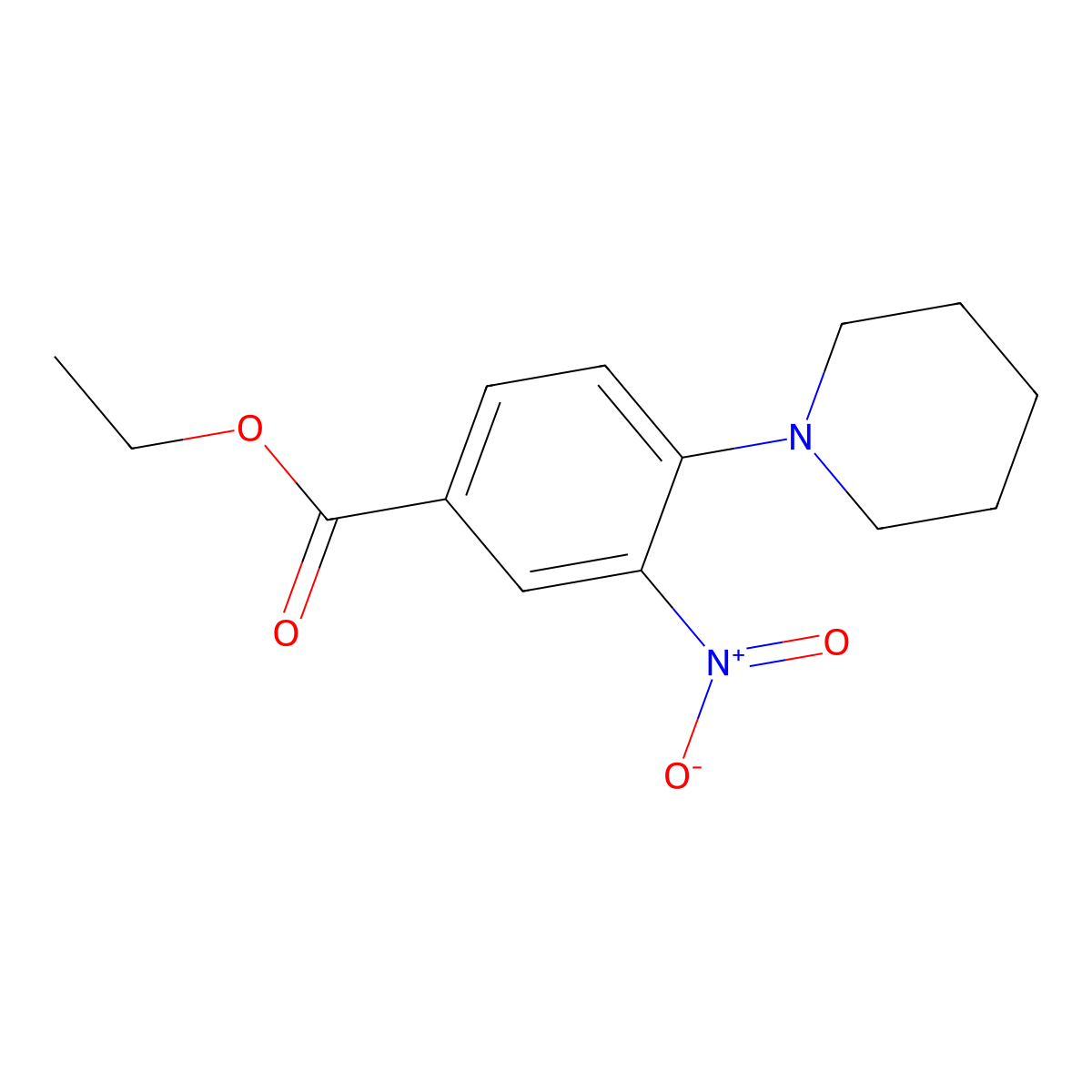 Ethyl 3-nitro-4-(piperidin-1-yl)benzoate molecular structure, CAS 71254-72-3