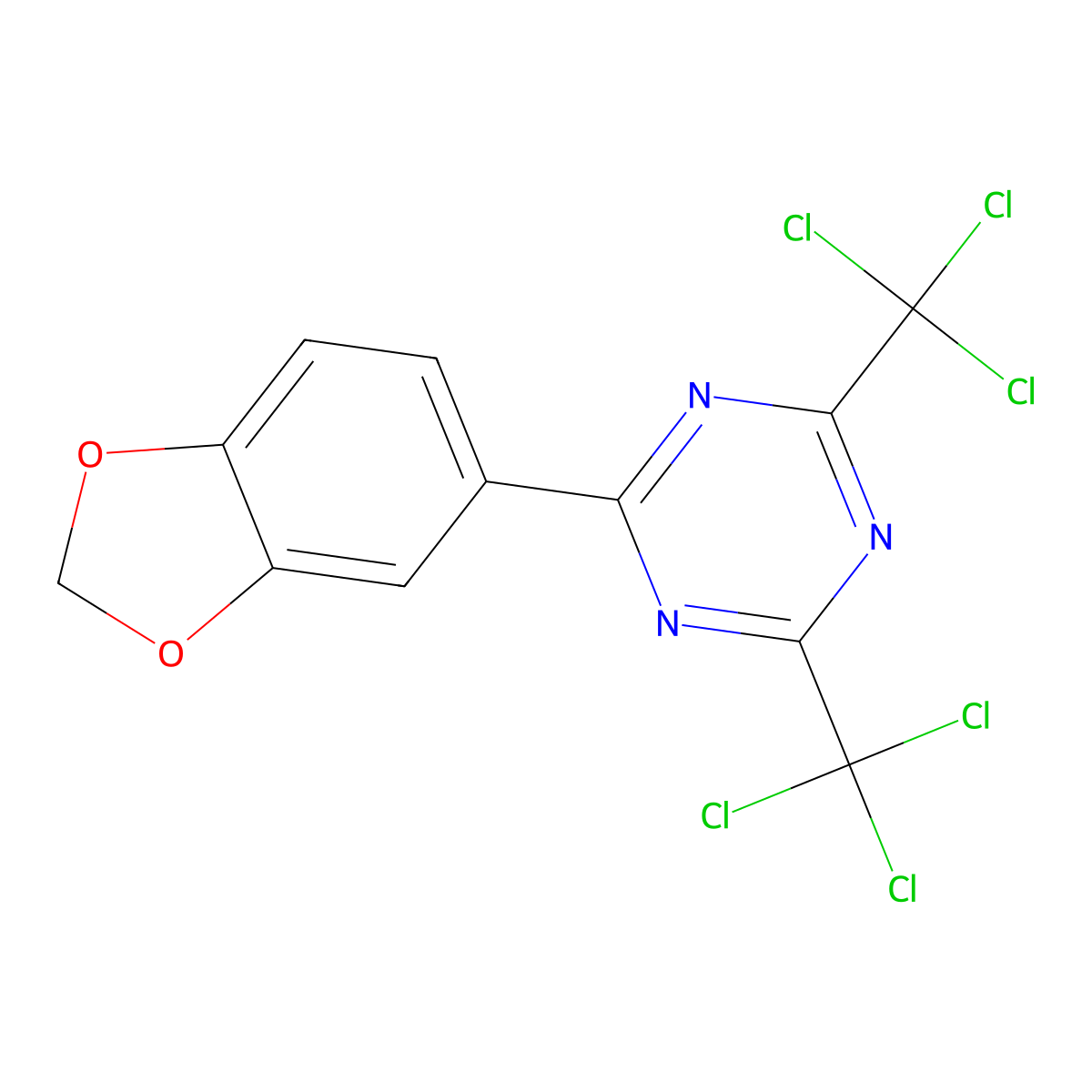 2-(1,3-Benzodioxol-5-yl)-4,6-bis(trichloromethyl)-1,3,5-triazine molecular structure, CAS 71255-78-2