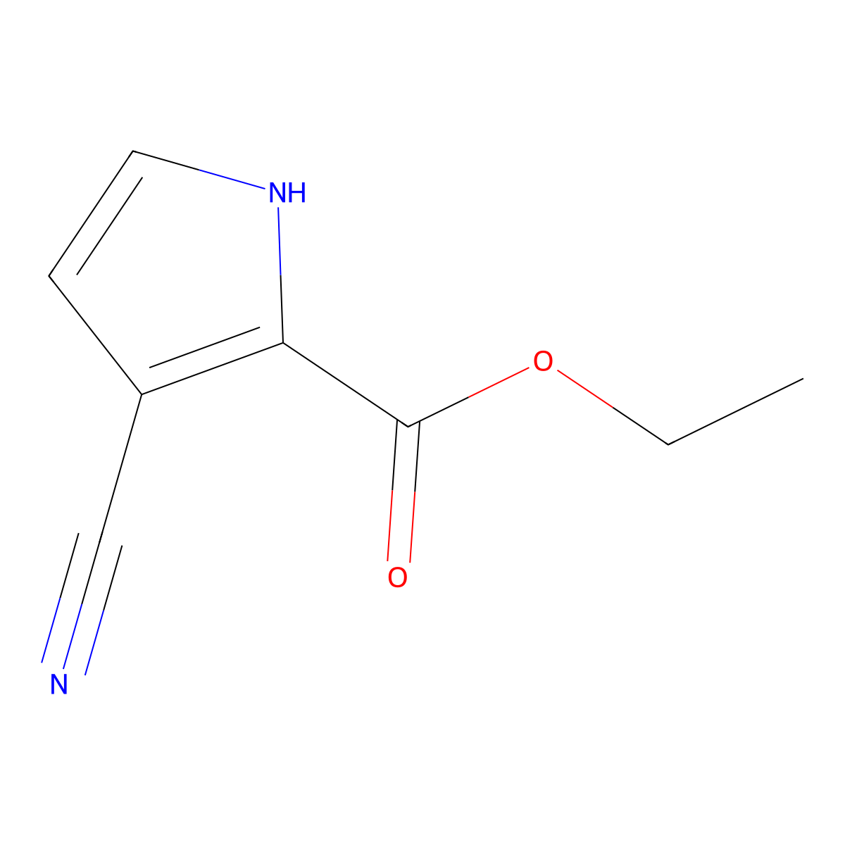ethyl 3-cyano-1H-pyrrole-2-carboxylate molecular structure, CAS 7126-44-5