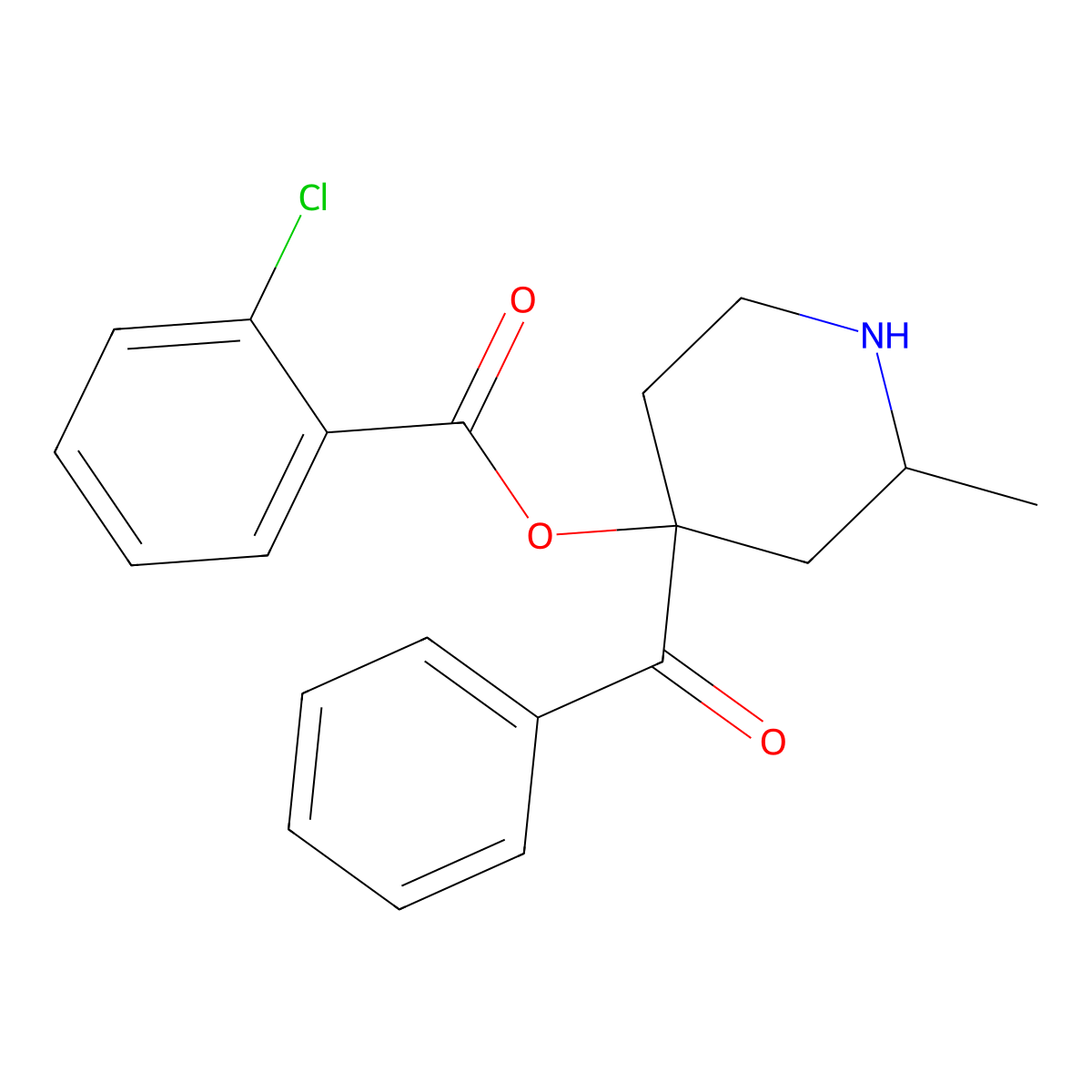 4-Benzoyl-2-methylpiperidin-4-yl 2-chlorobenzoate molecular structure, CAS 71266-43-8