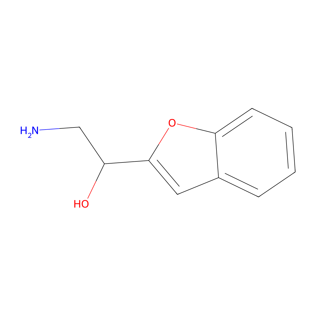 2-Amino-1-(1-benzofuran-2-yl)ethan-1-ol molecular structure, CAS 7127-27-7