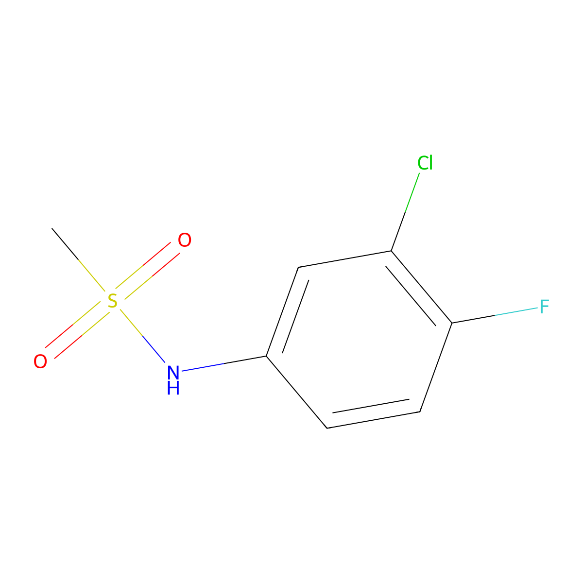 N-(3-chloro-4-fluorophenyl)methanesulfonamide molecular structure, CAS 71270-60-5