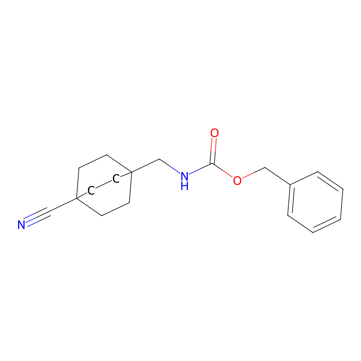 Benzyl ((4-cyanobicyclo[2.2.2]octan-1-yl)methyl)carbamate molecular structure, CAS 71271-46-0