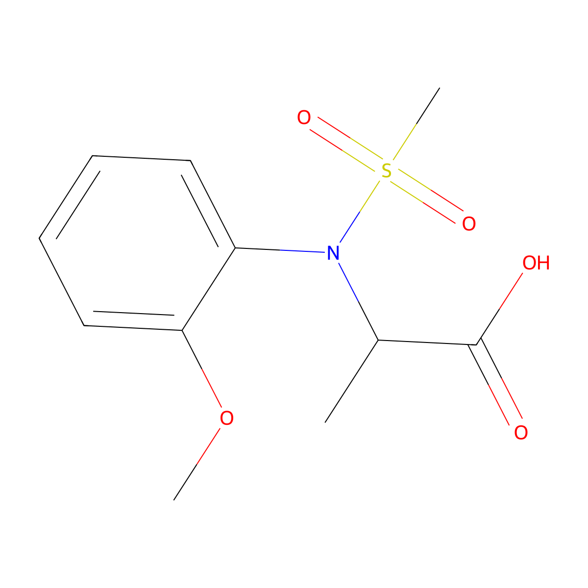 N-(2-methoxyphenyl)-N-(methylsulfonyl)alanine molecular structure, CAS 71273-50-2