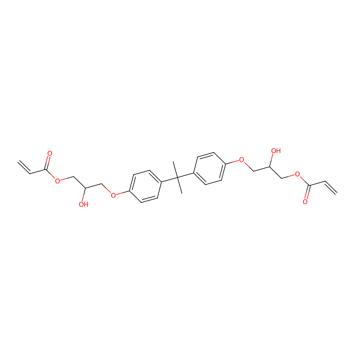 Bisphenol A diglycidyl ether diacrylate molecular structure, CAS 71281-65-7