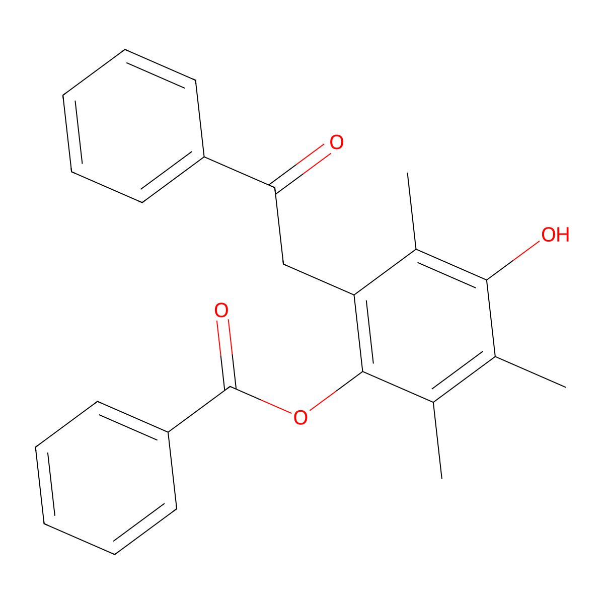 Ethanone, 2-(2-(benzoyloxy)-5-hydroxy-3,4,6-trimethylphenyl)-1-phenyl- molecular structure, CAS 71290-42-1