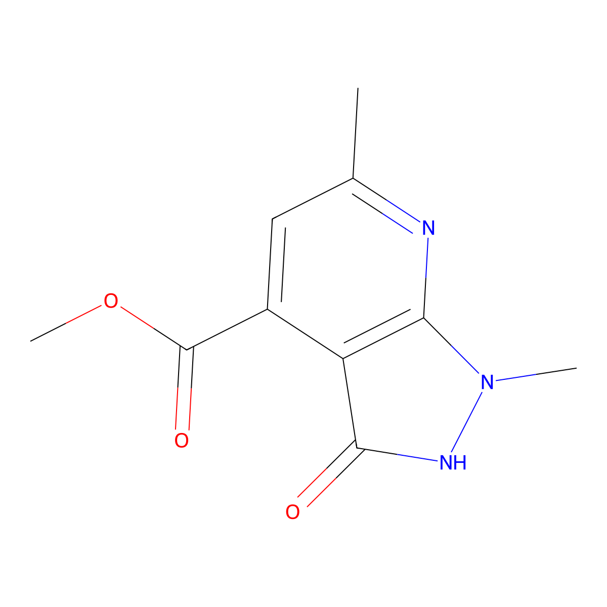 methyl 1,6-dimethyl-3-oxo-1H,2H,3H-pyrazolo[3,4-b]pyridine-4-carboxylate molecular structure, CAS 71290-72-7