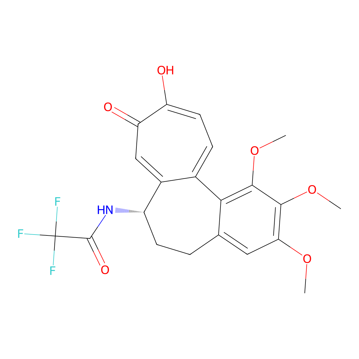 Acetamide, 2,2,2-trifluoro-N-(5,6,7,9-tetrahydro-10-hydroxy-1,2,3-trimethoxy-9-oxobenzo(a)heptalen-7-yl)-, (S)- molecular structure, CAS 71295-34-6