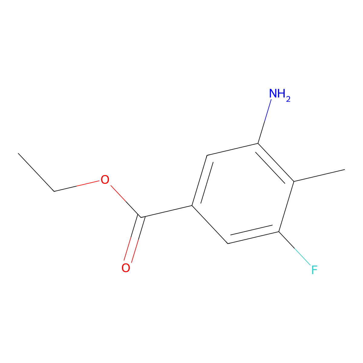 Ethyl 3-amino-5-fluoro-4-methylbenzoate molecular structure, CAS 713-47-3