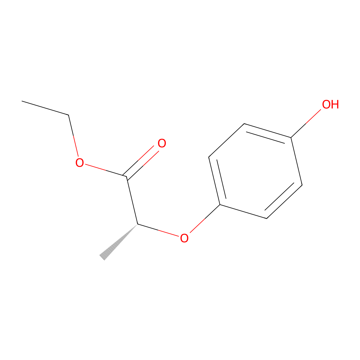Ethyl (2R)-2-(4-hydroxyphenoxy)propanoate molecular structure, CAS 71301-98-9