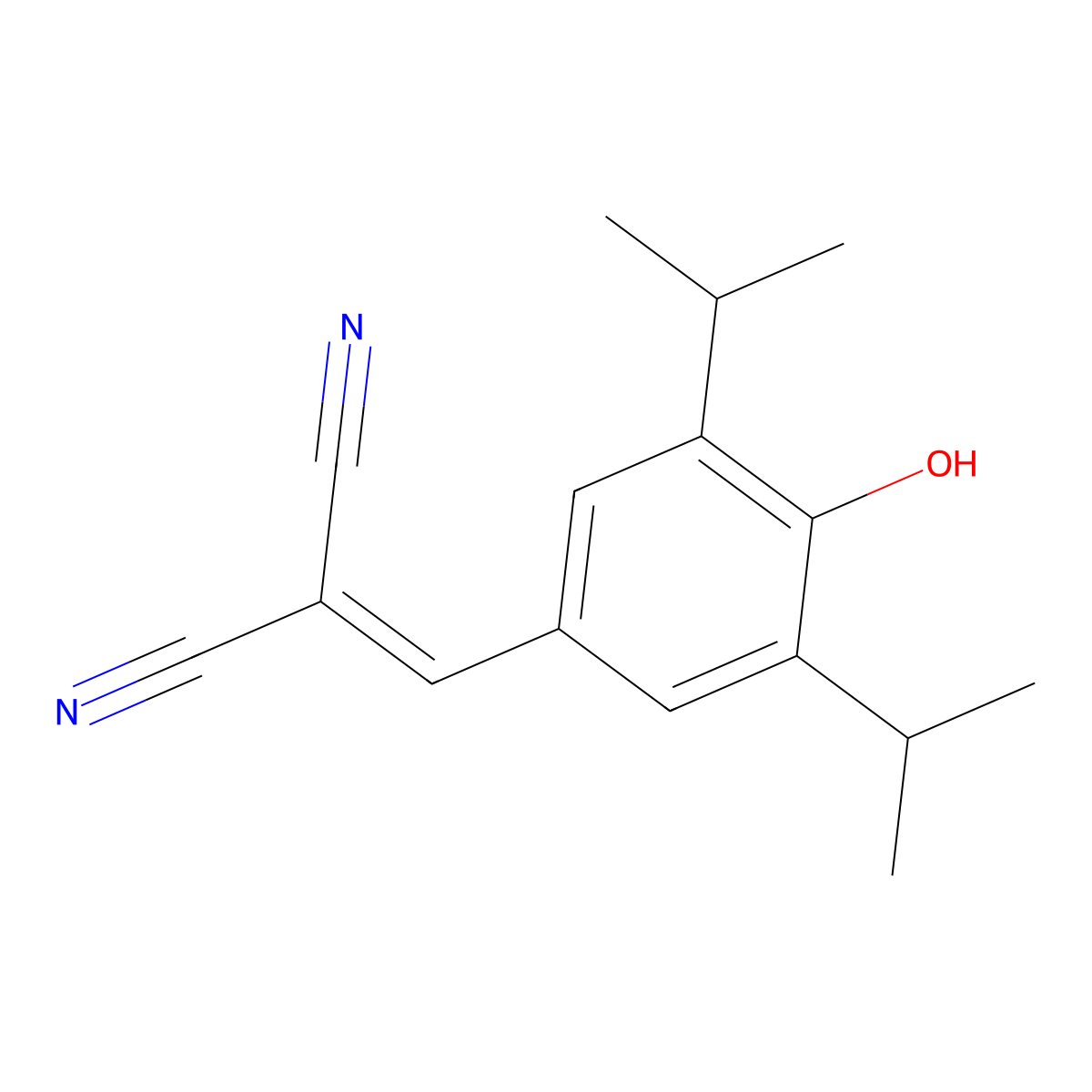 Propanedinitrile, [[4-hydroxy-3,5-bis(1-methylethyl)phenyl]methylene]- molecular structure, CAS 71308-34-4