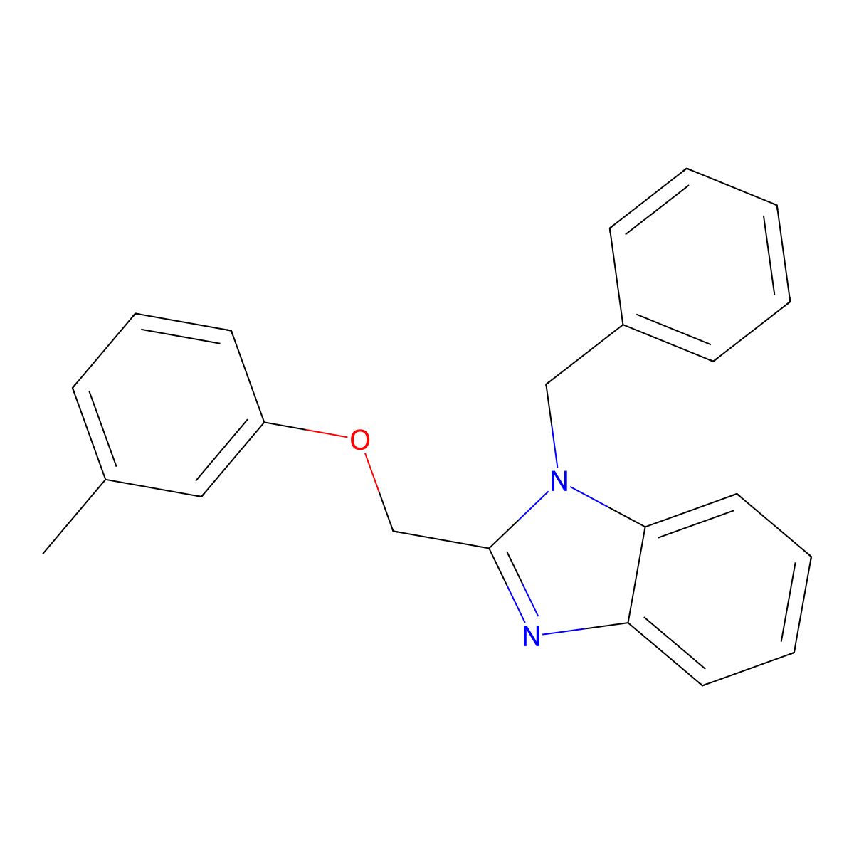 1-benzyl-2-[(3-methylphenoxy)methyl]-1H-benzimidazole molecular structure, CAS 713080-50-3