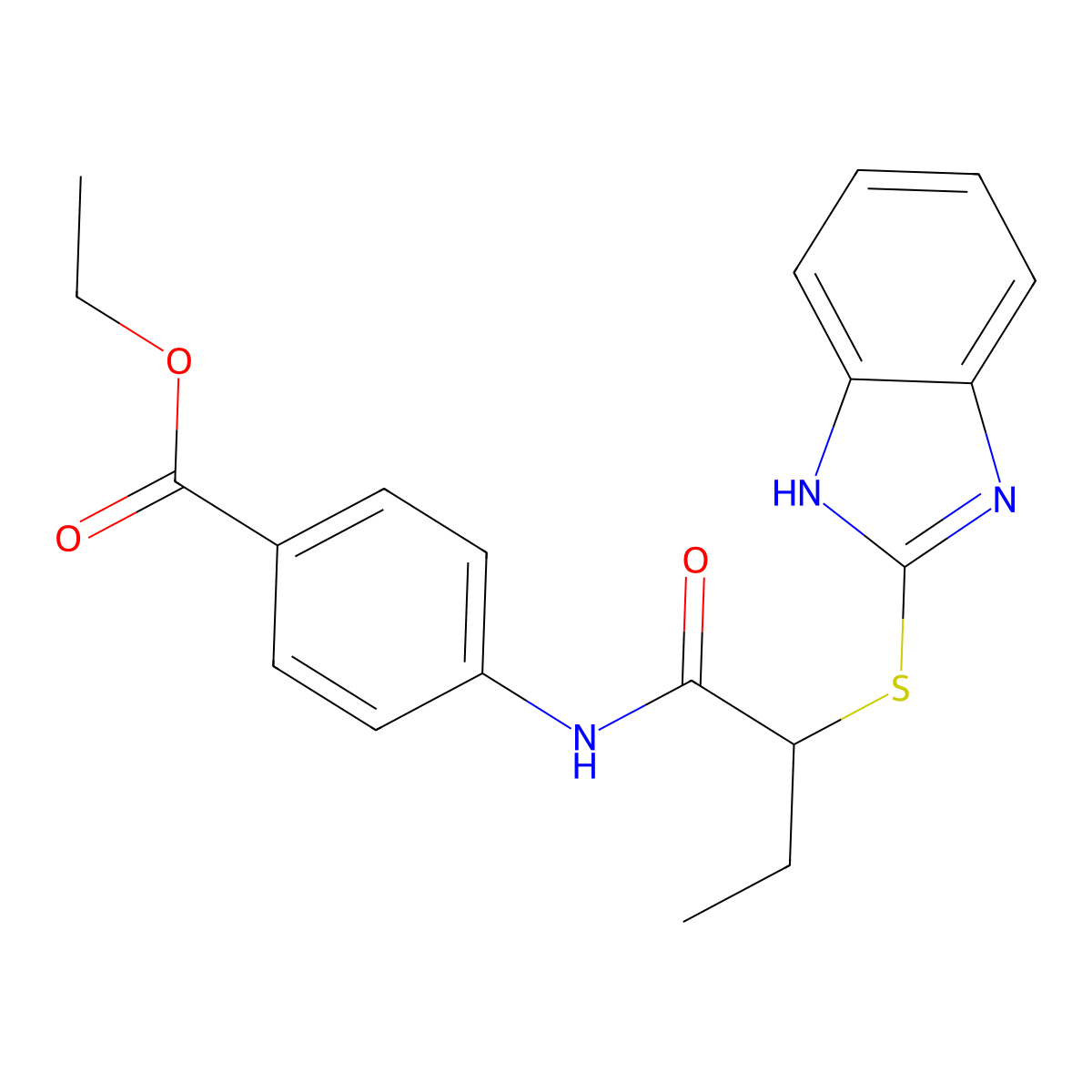 ethyl 4-{[2-(1H-benzimidazol-2-ylsulfanyl)butanoyl]amino}benzoate molecular structure, CAS 713080-80-9