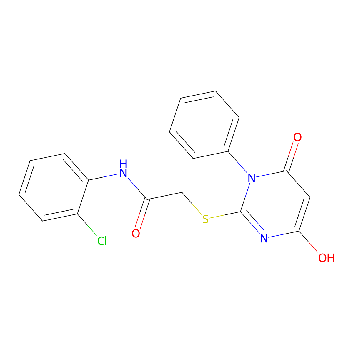 N-(2-chlorophenyl)-2-[(4-hydroxy-6-oxo-1-phenyl-1,6-dihydropyrimidin-2-yl)sulfanyl]acetamide molecular structure, CAS 713080-83-2